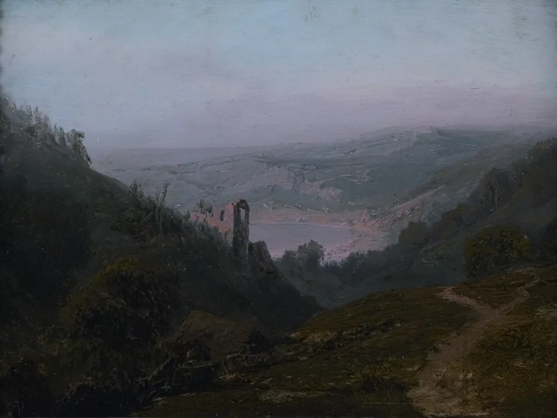 1825-Julius Theodor Gruss - Paesaggio con un castello